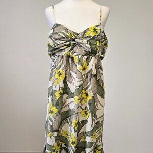 Banana Republic Tropical Linen Blend Midi Dress Size 12